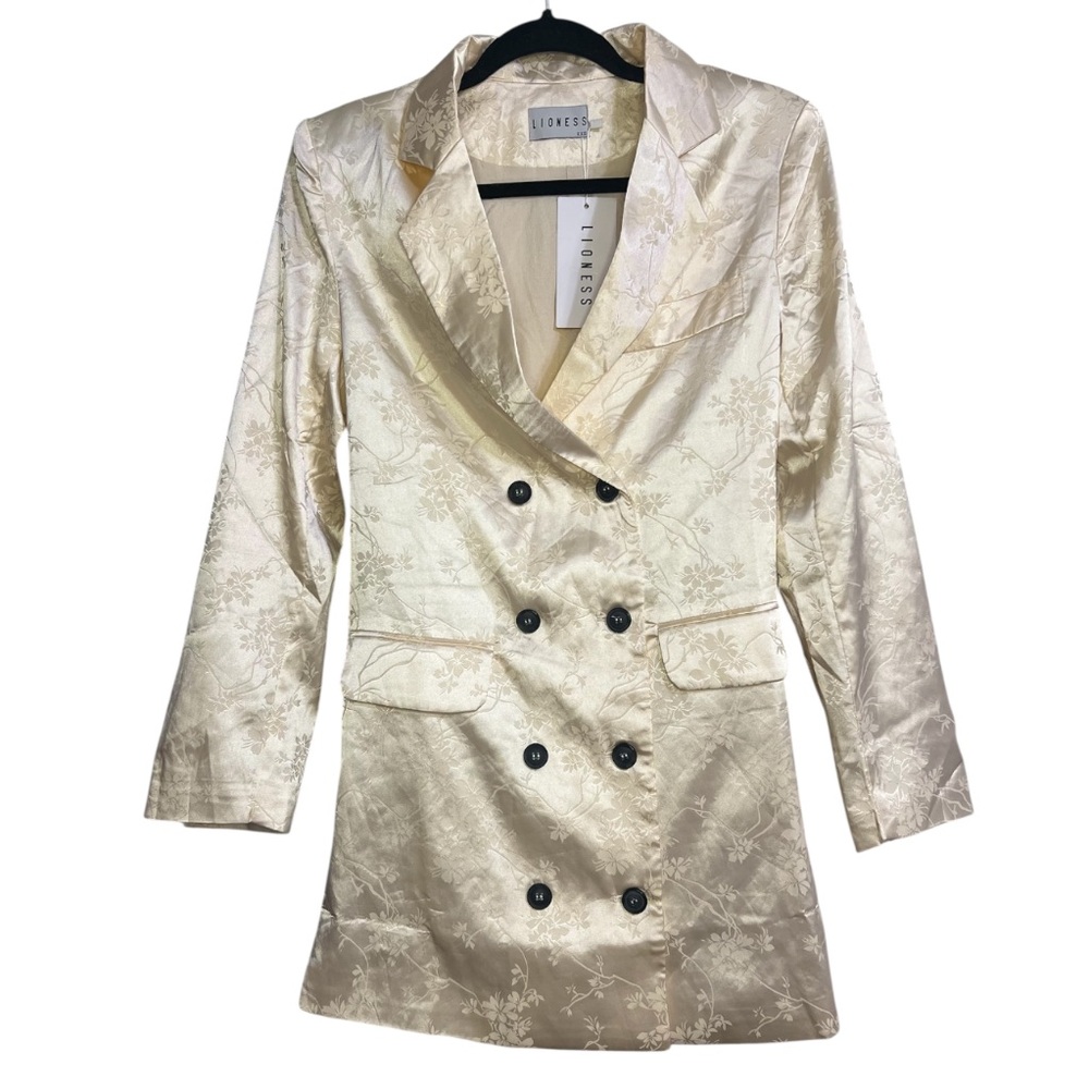 Lioness Champagne Floral Jacquard Double-Breasted Blazer Dress